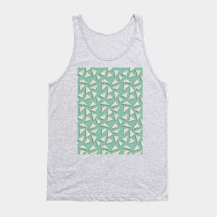 Paper Planes Pattern | White Green Tank Top